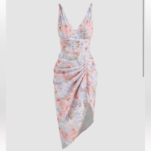 Cider Illusion Floral Ruched Midi Dress